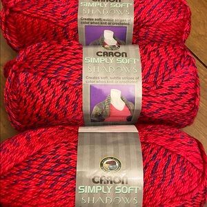 Caron Simply Soft Shadows Yarn Lot of 3 in Fuchsia Flare Medium 4.